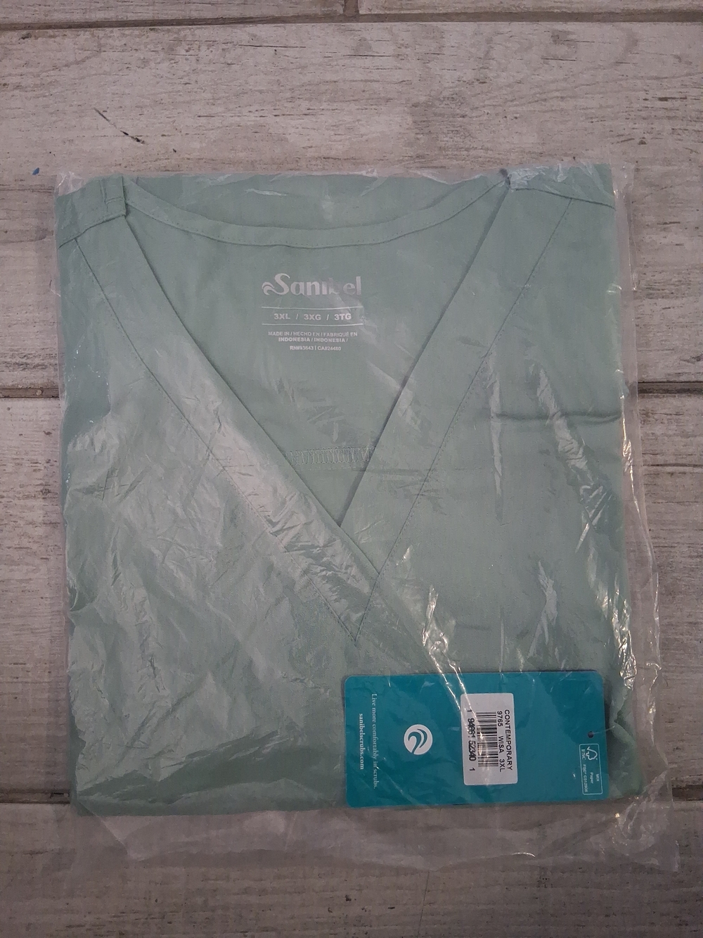 Sanibel Contemporary Scrub TopSage Green Size 3XL V-Neck 9765